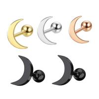 Stainless Steel Ear Piercing Jewelry 304 Stainless Steel Moon Vacuum Ion Plating fashion jewelry & Unisex Sold By PC