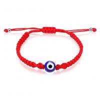 Evil Eye Jewelry Bracelet, Polyester Cord, with Lampwork, Round, knit, Adjustable & fashion jewelry & Unisex & different size for choice, more colors for choice, Length:18-36 cm, Sold By PC