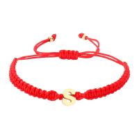 Stainless Steel Jewelry Bracelet, Polyester Cord, with 304 Stainless Steel, Alphabet Letter, gold color plated, Adjustable & fashion jewelry & Unisex & different styles for choice, more colors for choice, Length:18-36 cm, Sold By PC