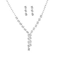 Conjuntos de joyería nupcial, pulsera & pendiente & collar, metal, chapado en color de plata, diferentes estilos para la opción & para mujer & con diamantes de imitación, plateado, Vendido por Set