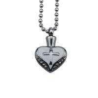 Titanium Steel Pendants Heart polished micro pave cubic zirconia 27mm Sold By PC