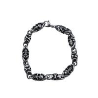 Titanium Steel Bracelet & Bangle, Skull, anoint, punk style & for man, 230.50mm, Sold By PC