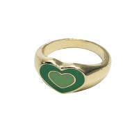 Brass δάχτυλο του δακτυλίου, Ορείχαλκος, Καρδιά, χρώμα επίχρυσο, για τη γυναίκα & σμάλτο, περισσότερα χρώματα για την επιλογή, νικέλιο, μόλυβδο και κάδμιο ελεύθεροι, Μέγεθος:7, Sold Με PC