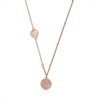 Cubic Zircon Micro Pave 925 Sterling Silver Necklace with 1.96inch extender chain Flat Round plated micro pave cubic zirconia & for woman Length Approx 15.7 Inch Sold By PC