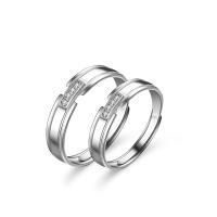 Couple Finger Rings 925 Sterling Silver platinum plated & for couple & with rhinestone Sold By PC
