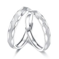 Couple Finger Rings 925 Sterling Silver platinum plated adjustable & micro pave cubic zirconia & for couple Sold By PC
