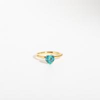 Zirkonia Edelstahl-Finger- Ring, 304 Edelstahl, Herz, vergoldet, Micro pave Zirkonia & für Frau, keine, Größe:7, verkauft von PC