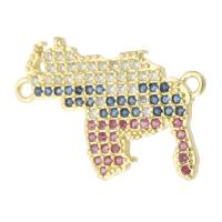 Cubic Zirconia Micro Pave Brass Connector Map gold color plated micro pave cubic zirconia Approx 1mm Sold By PC