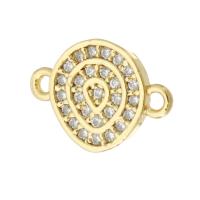 Cubic Zirconia Micro Pave Brass Connector Flat Round gold color plated micro pave cubic zirconia Approx 1mm Sold By PC