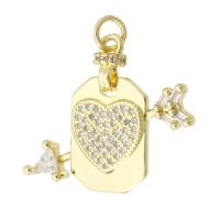 Brass Jewelry Pendants gold color plated micro pave cubic zirconia Approx 3mm Sold By PC