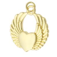 Brass Heart Pendants, gold color plated, DIY, 19x20.50x3mm, Hole:Approx 2mm, Sold By PC