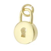 Brass Jewelry Pendants, Lock, gold color plated, DIY, 8x13x3.50mm, Hole:Approx 2mm, Sold By PC