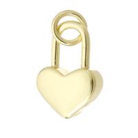 Brass Heart Pendants, gold color plated, DIY, 8.50x12.50x3.50mm, Hole:Approx 2mm, Sold By PC