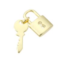 Brass Jewelry Pendants, Lock and Key, gold color plated, DIY, 30mm, Sold By PC