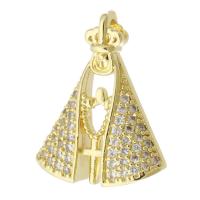 Cubic Zirconia Micro Pave Brass Pendant, gold color plated, micro pave cubic zirconia, 15x19x4mm, Hole:Approx 2mm, Sold By PC