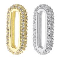 Entretoise de perles en laiton, ellipse, Placage, pavé de micro zircon, plus de couleurs à choisir, 8x17.50x3.50mm, Vendu par PC