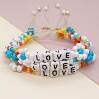 Glass Beads Bracelet, with Acrylic, Adjustable & fashion jewelry & for woman, more colors for choice, nickel, lead & cadmium free, Length:Approx 11.02 Inch, Sold By PC