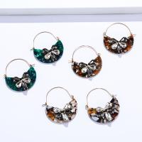 Rhinestone Earring, Tibetan Style, with Acetate, fashion jewelry & for woman & with rhinestone, more colors for choice, nickel, lead & cadmium free, 56x48mm, Sold By Pair