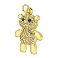Cubic Zirconia Micro Pave Brass Pendant, Bear, gold color plated, fashion jewelry & DIY & micro pave cubic zirconia, golden, 15x23x4mm, Hole:Approx 3mm, 10PCs/Lot, Sold By Lot