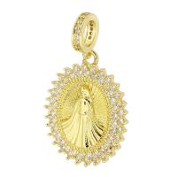 Cubic Zirconia Micro Pave Brass Pendant, gold color plated, fashion jewelry & DIY & micro pave cubic zirconia, golden, 12x22x2mm, Hole:Approx 4mm, 10PCs/Lot, Sold By Lot