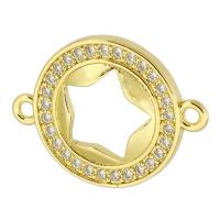 Cubic Zirconia Micro Pave Brass Connector, Round, gold color plated, fashion jewelry & DIY & micro pave cubic zirconia, golden, 20x15x2mm, Hole:Approx 1.5mm, 10PCs/Lot, Sold By Lot