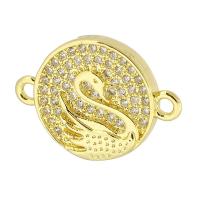 Cubic Zirconia Micro Pave Brass Connector Round gold color plated fashion jewelry & DIY & micro pave cubic zirconia golden Approx 1mm Sold By Lot