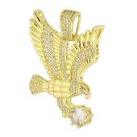 Cyrkonia Wisiorek mosiądz mikro Brukuje, Eagle, Platerowane w kolorze złota, biżuteria moda & DIY & mikro utorować cyrkonia, złoty, 30x43x6mm, otwór:około 4mm, 5komputery/wiele, sprzedane przez wiele