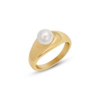 Titanium Steel Finger Ring, with Plastic Pearl, Vacuum Ion Plating, different size for choice & for woman, more colors for choice, 9.50mm, Sold By PC