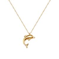 Titanstahl Halskette, mit Verlängerungskettchen von 5cm, Dolphin, für Frau, keine, 22x15mm, Länge:ca. 40 cm, verkauft von PC