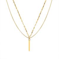 Titanstahl Halskette, mit Verlängerungskettchen von 5cm, Rechteck, Doppelschicht & für Frau, goldfarben, 2x21mm, Länge:ca. 38 cm, ca. 40 cm, verkauft von PC