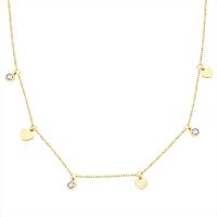 Titanstahl Halskette, mit kubischer Zirkonia, mit Verlängerungskettchen von 5cm, Herz, für Frau, keine, 6mm,3mm, Länge:ca. 41 cm, verkauft von PC