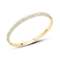 Titanium Steel Bracelet & Bangle, with Cubic Zirconia, Donut, Vacuum Ion Plating, for woman, golden, 5mm, Length:Approx 18 cm, Sold By PC