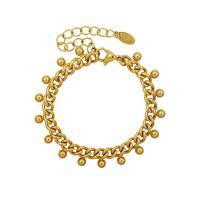 Bracelet d'acier titane, avec 5cm chaînes de rallonge, Rond, pour femme, doré, 4mm, Longueur:Environ 15 cm, Vendu par PC