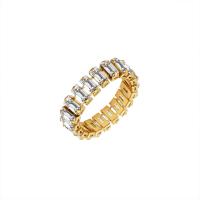 Titanium Steel Finger Ring, with Cubic Zirconia, Vacuum Ion Plating, different size for choice & for woman, golden, 6mm, Sold By PC