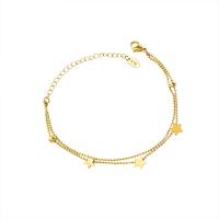 Bracelet d'acier titane, avec 5cm chaînes de rallonge, étoile, Double couche & pour femme, doré, 5.5mm,6mm, Longueur:Environ 15 cm, Vendu par PC
