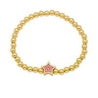 Cubic Zirconia Micro Pave Brass Bracelet Star gold color plated micro pave cubic zirconia & for woman nickel lead & cadmium free Length 6.5 Inch Sold By PC