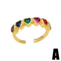 Cubic Zirconia Micro Pave Brass Ring gold color plated & micro pave cubic zirconia & for woman mixed colors nickel lead & cadmium free 5mm Sold By PC