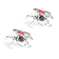 Brass Cufflinks Horse silver color plated Unisex & enamel silver color nickel lead & cadmium free Sold By Pair