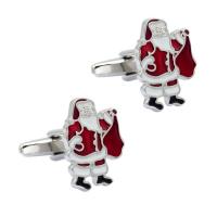 Brass Cufflinks Santa Claus plated Christmas Design & Unisex & enamel silver color nickel lead & cadmium free Sold By Pair