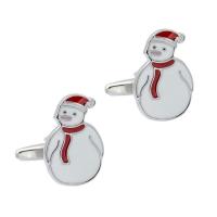 Brass Cufflinks Snowman plated Christmas Design & for man & enamel silver color nickel lead & cadmium free Sold By Pair