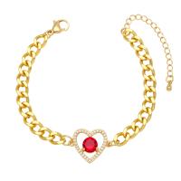 Cubic Zirconia Micro Pave Brass Bracelet with 2 extender chain Heart gold color plated micro pave cubic zirconia & for woman nickel lead & cadmium free Length 5.5 Inch Sold By PC