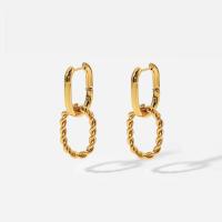 Huggie Hoop Drop Earring 304 Stainless Steel Vacuum Ion Plating fashion jewelry & for woman golden 17mm 35mm Sold By Pair
