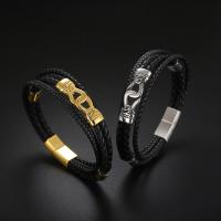 PU Leather Cord Bracelets, with 304 Stainless Steel, fashion jewelry & multilayer & Unisex, more colors for choice, 5mm, Length:Approx 8.27 Inch, Sold By PC