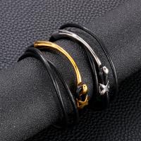 PU Leather Cord Bracelets, with 304 Stainless Steel, fashion jewelry & multilayer & for man, more colors for choice, 3.5mm, Length:Approx 15.75 Inch, Sold By PC