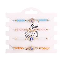 Evil Eye Jewelry Bracelet Polyester Cord with Crystal & Zinc Alloy gold color plated Adjustable & fashion jewelry & Unisex & with rhinestone Length 4-11 Inch Sold By PC