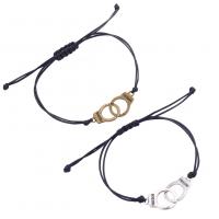 Couple Bracelet and Bangle, Polyester Cord, with Tibetan Style, Handcuffs, plated, 2 pieces & Adjustable & fashion jewelry, more colors for choice, Length:18-36 cm, Sold By Set