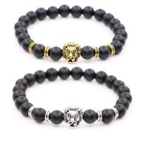 Abrazine Stone Bracelet, with Elastic Thread & Tibetan Style, Lion, plated, fashion jewelry & Unisex, more colors for choice, Length:20 cm, Sold By PC