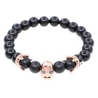 Black Agate Bracelets, with Elastic Thread & Brass, Helmet, plated, fashion jewelry & Unisex, more colors for choice, Length:20 cm, Sold By PC
