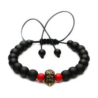 Gemstone Bracelets, Abrazine Stone, with Tibetan Style, plated, Adjustable & fashion jewelry & for man, more colors for choice, 12mm,6mm,8mm, Length:16-21 cm, Sold By PC