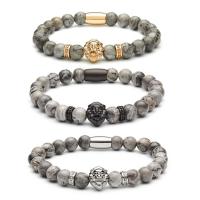 Gemstone Bracelets Map Stone with Titanium Steel Lion plated fashion jewelry & Unisex Length 20 cm Sold By PC